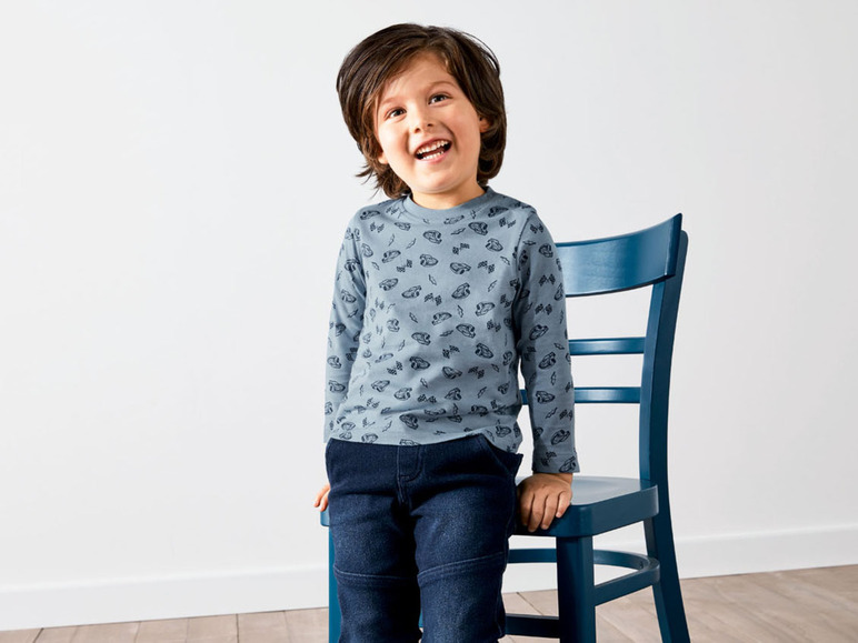 Gehe zu Vollbildansicht: LUPILU® Kleinkinder Jungen Langarmshirts, 2 Stück, aus reiner Baumwolle - Bild 10