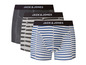 Drei Paar Jack & Jones Boxershorts mit Streifen.