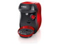 Eine rote Bosch Tassimo Kaffeemaschine.