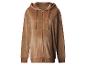 Brauner Samt-Kapuzenpullover mit Reißverschluss