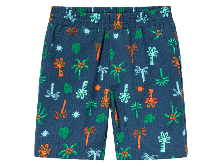 Blaue Shorts mit Palmenprint