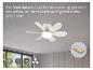 Weißer Deckenventilator mit Licht, Fernbedienung, 3 Geschwindigkeitsstufen und Timer.