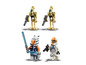 Lego Star Wars Minifiguren, darunter Asajj Ventress und zwei Battle Droids.