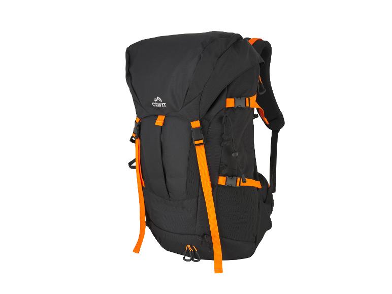 CRIVIT Wanderrucksack in Schwarz mit orangefarbenen Details und Gurten
