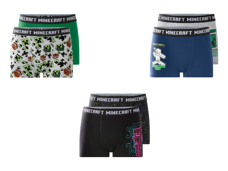 Kinder Jungen Boxer Minecraft in drei verschiedenen 2er-Sets.