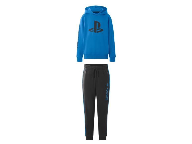 Blauer PlayStation-Kapuzenpullover und schwarze Jogginghose im Set für Jungen.