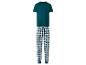 Zweiteiliger Herrenpyjama mit dunkelgrünem T-Shirt und karierter Hose