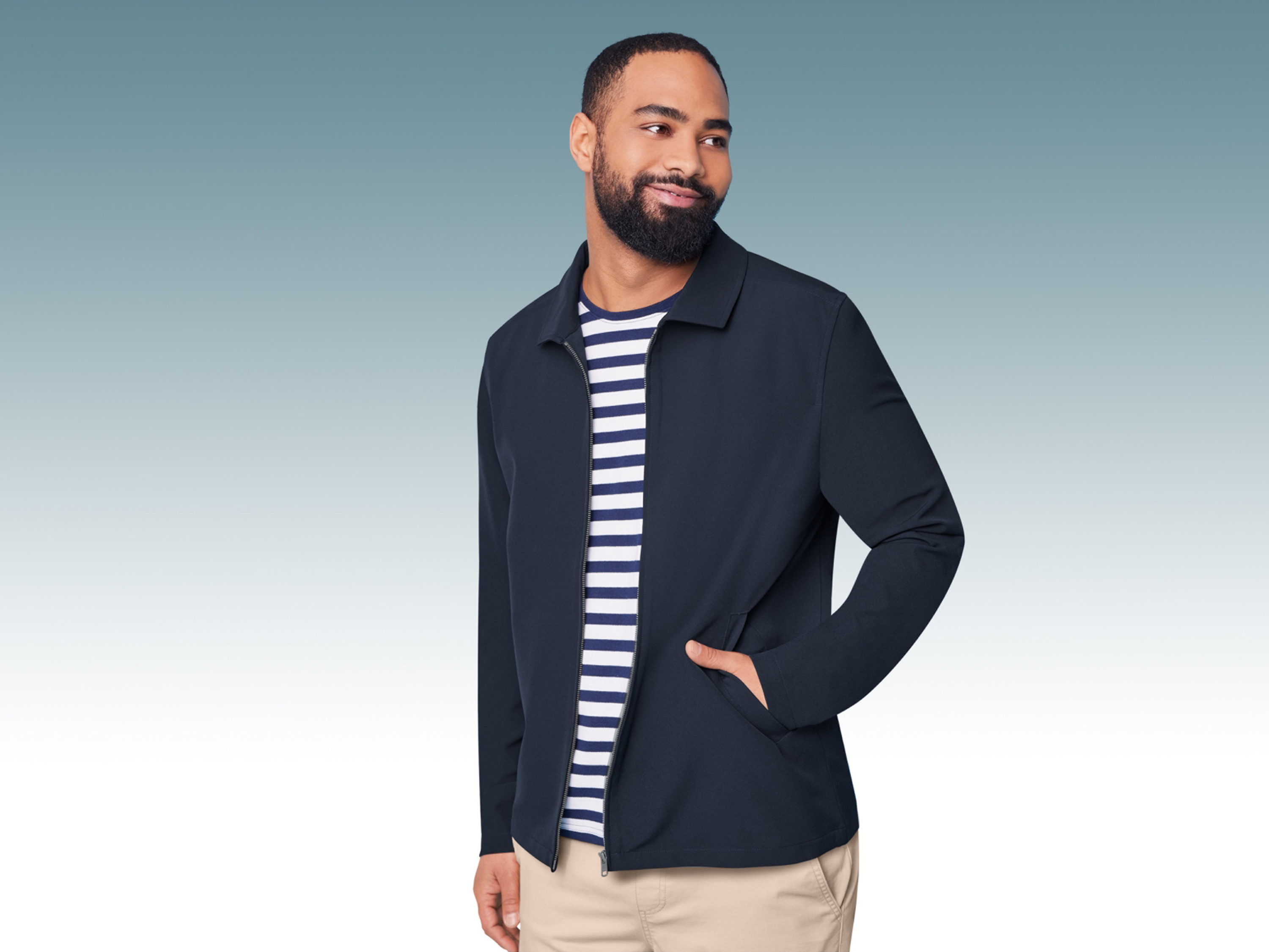 LIVERGY® Herren Jacke Kentkragen (Navy, XL (56/58)) – Bild 2 von 4