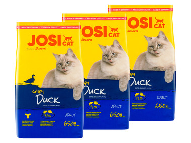 JosiCat Katzentrockennahrung Crispy Duck, 3 x 650 g