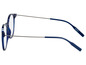Blaue Brille mit Metallbügeln und LOT-Logo.