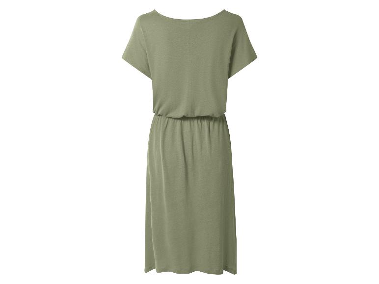 Damen Freizeit-Midikleid in Khaki mit kurzen Ärmeln und elastischer Taille.