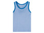 Ein weiß-blaues gestreiftes Tanktop für Kinder.