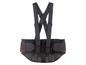 Schwarzer Rückenstützgürtel mit breitem Band und Schultergurten.