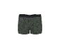 Grüne Herren-Boxershorts mit Palmenmuster und schwarzem Gummibund.