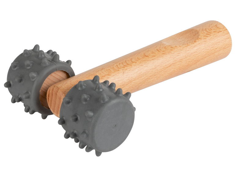 Holz-Massage-Roller mit zwei Noppenrollen