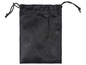 Ein schwarzer Stoffbeutel mit Kordelzug.