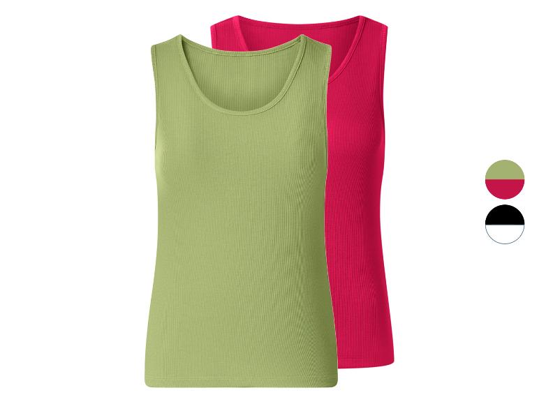 2er-Pack gerippte Tanktops, eines grün und eines fuchsia