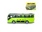 Grüner Spielzeugbus mit der Aufschrift „TRAVEL BUS“ und Licht- und Soundfunktionen.