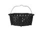 Schwarzer Kunststoffsiebkorb mit Metallgriff