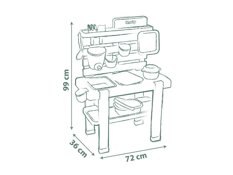 Smoby Spielküche mit Spüle, Herd und Regalen, 99x72x36 cm.