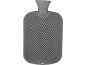 Graue Wärmflasche mit gerillter Oberfläche.