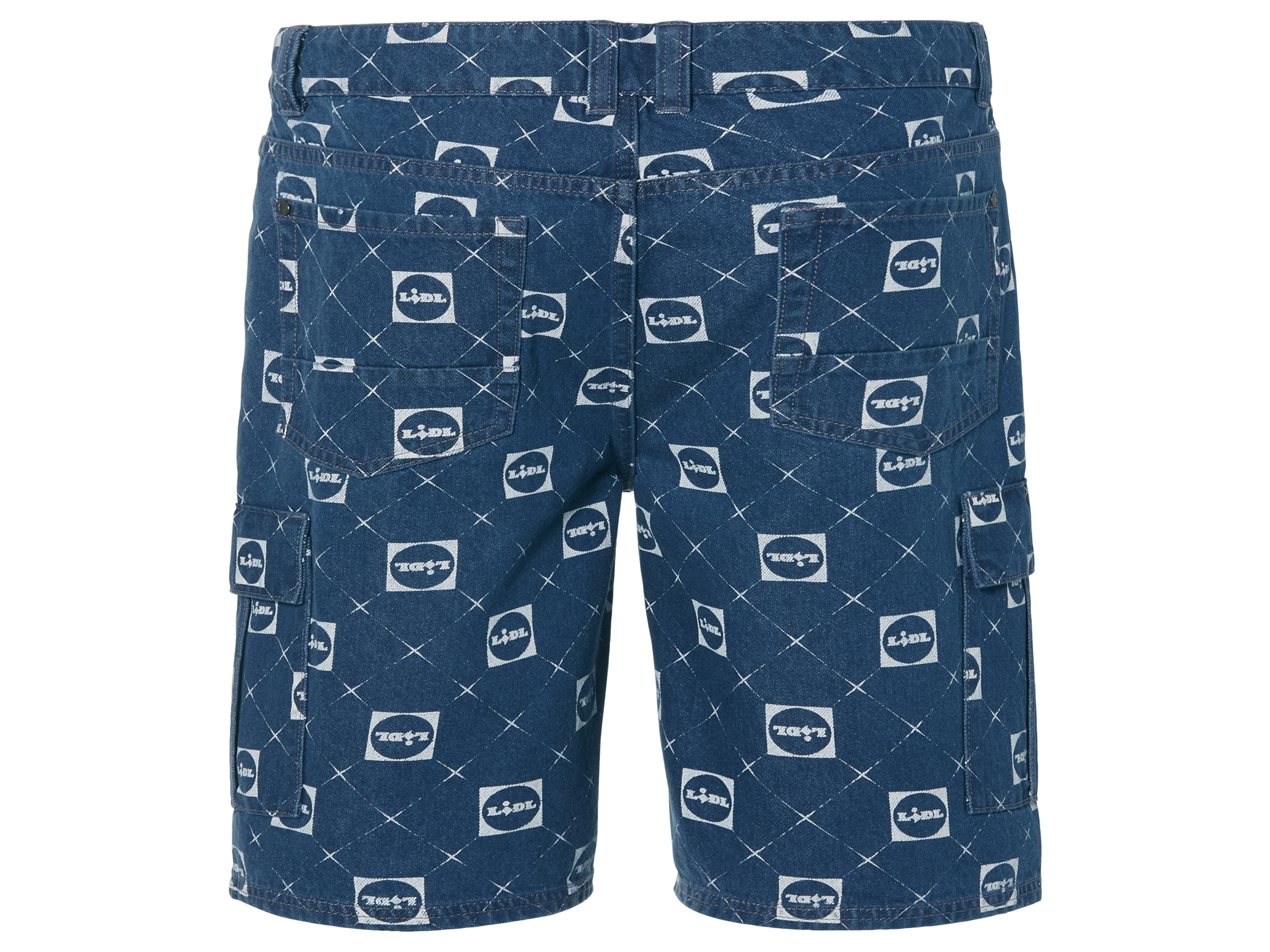 Thumbnail - LIVERGY® Herren Jeansshorts Cargo (Gemustert/blau, 34)