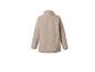 Beiges Fleece-Sweatshirt mit langen Ärmeln und Stehkragen, Rückansicht.