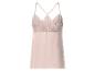 Hellrosa Camisole mit floralen Spitzendetails am oberen Teil.