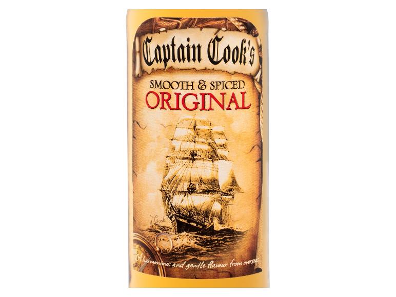 Flaschenetikett für glatten und gewürzten Original-Spiritus, mit Segelschiff und Kompass.