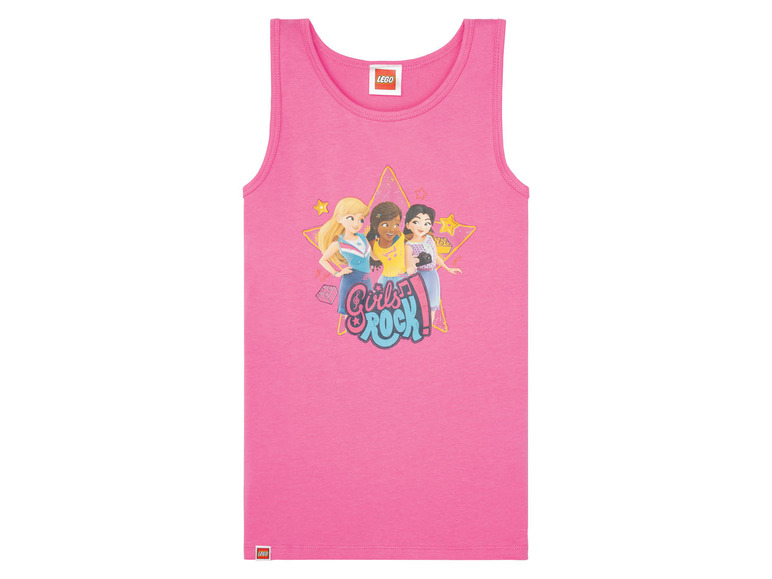 Rosa LEGO Girls' Rock Tanktop mit drei Mädchen aufgedruckt
