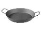 Große schwarze Bratpfanne mit zwei Griffen.