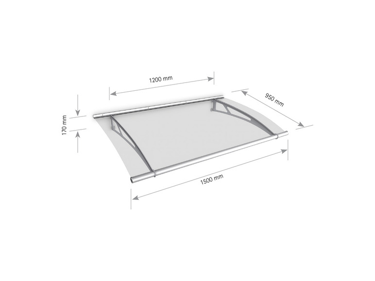 Gehe zu Vollbildansicht: Schulte Pultbogenvordach »LT-Line«, 150 x 95 x 17 cm, Aluminiumprofile - Bild 7