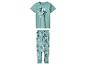 Mintgrüner Pyjama mit Kurzarm-T-Shirt und Hose mit Cartoon-Charakter-Print und der Zahl 1928.