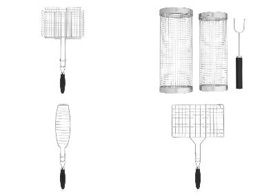 GRILLMEISTER Grillkorb / Zylinderkorb-Set / Fisch-Grillguthalter / Hamburger-Grillguthalter