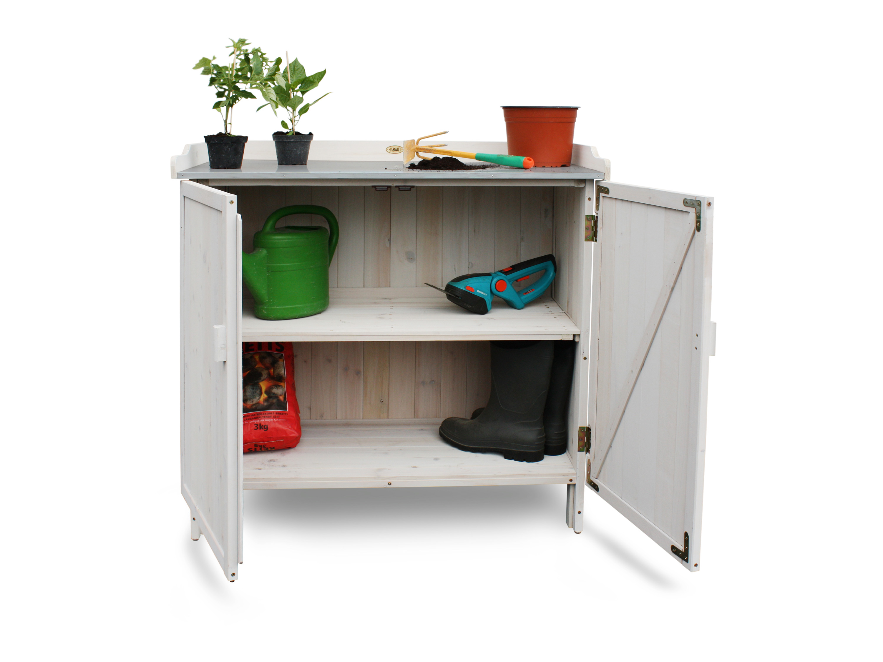 Thumbnail - HABAU Gartentisch mit Unterschrank (Grau)""