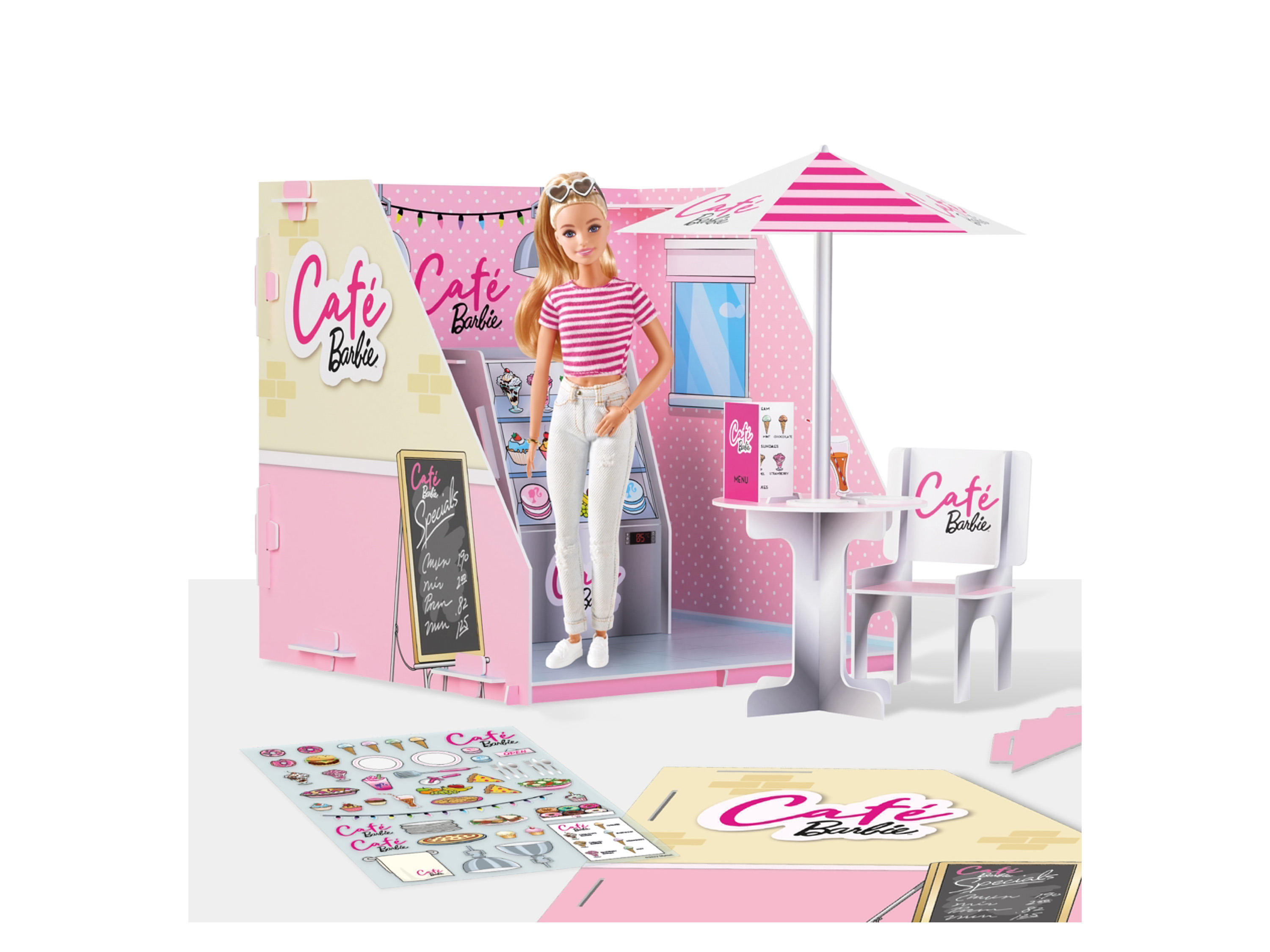 Barbie Creative Maker Kitz Pop-Up Boutique, Café, Vets (Café)““ | 1x Gebrauchsanweisung Pflegehinweis: – Warnhinweis: Achtung! Für Kinder unter 3 Jahren nicht geeignet, da Kleinteile verschluckt werden können. Erstickungsgefahr!““