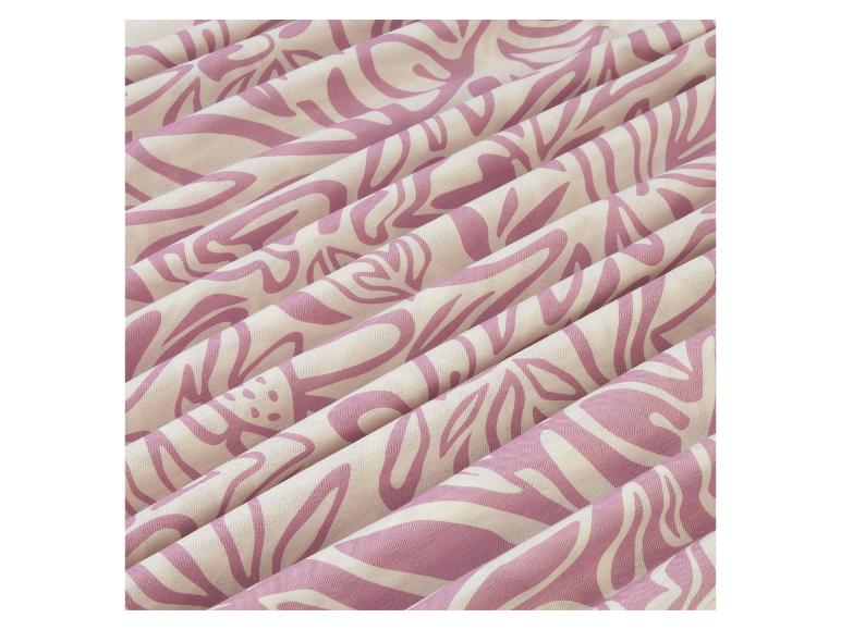 Stoff mit abstraktem Blumenmuster, hellrosa auf cremefarbenem Hintergrund.