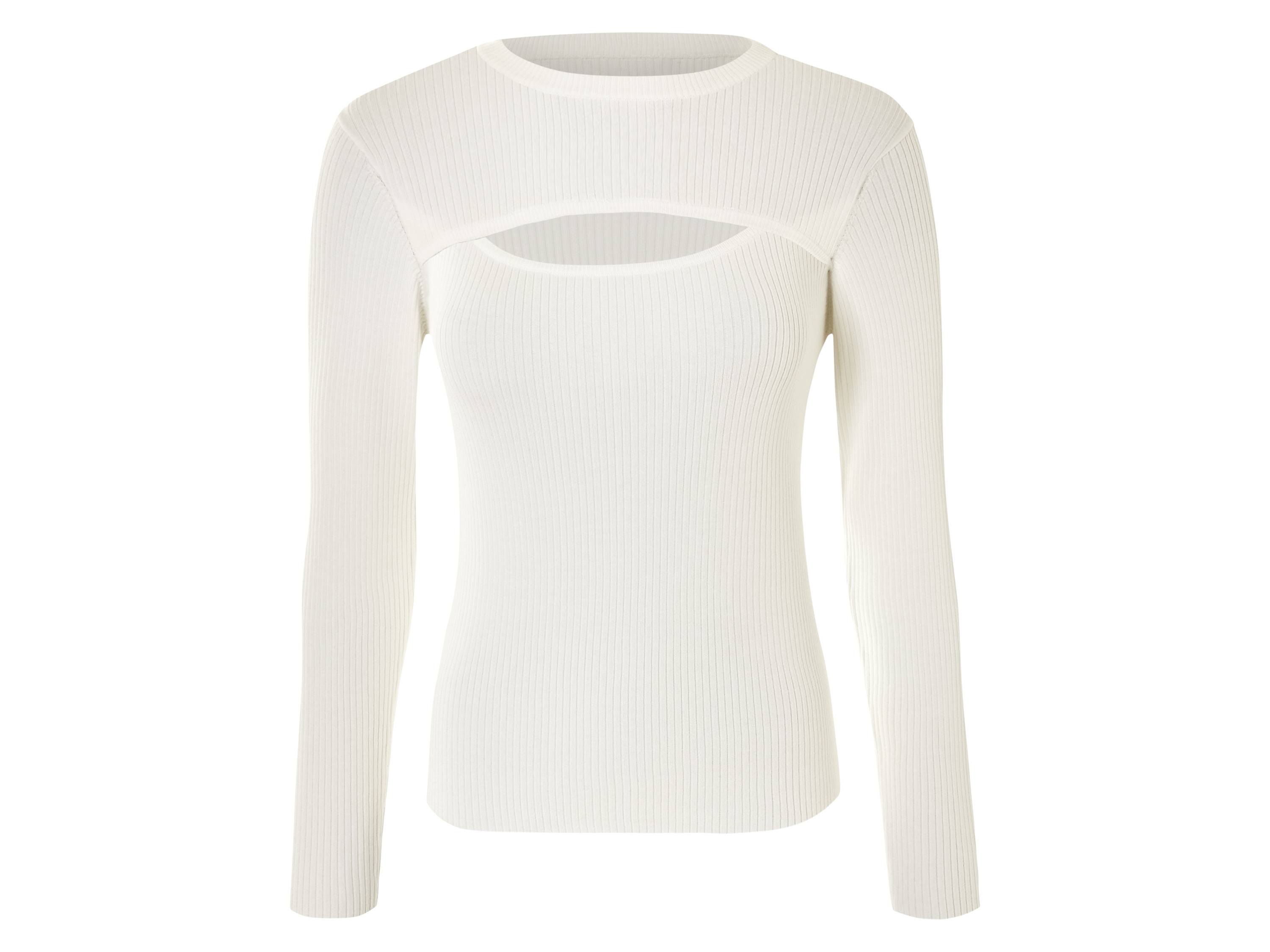 esmara® Damen Pullover Cut Outs (Weiß, L(44/46))““ | schwarz