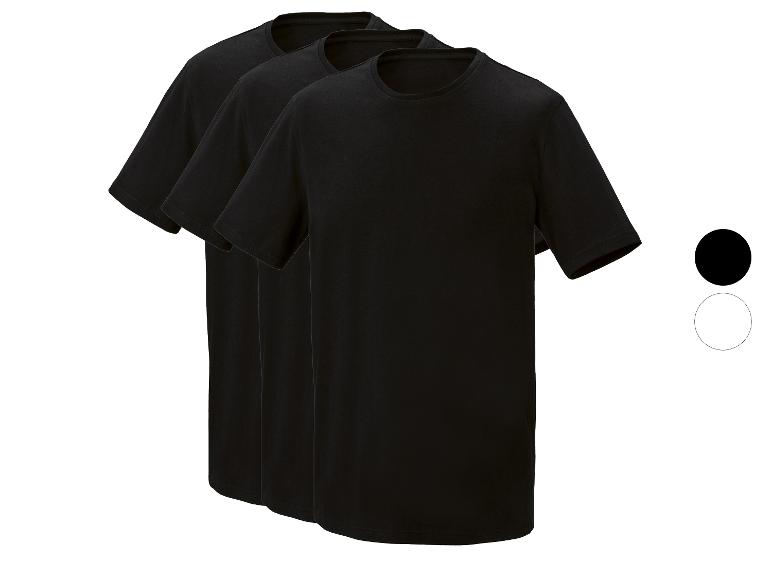 3er-Pack schwarze Kurzarm-T-Shirts mit Rundhalsausschnitt, mit schwarzen und weißen Farboptionen.