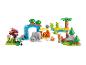 LEGO Duplo Set mit verschiedenen Tieren wie Elefanten, Pandas, Tigern, Hirschen und Schildkröten.
