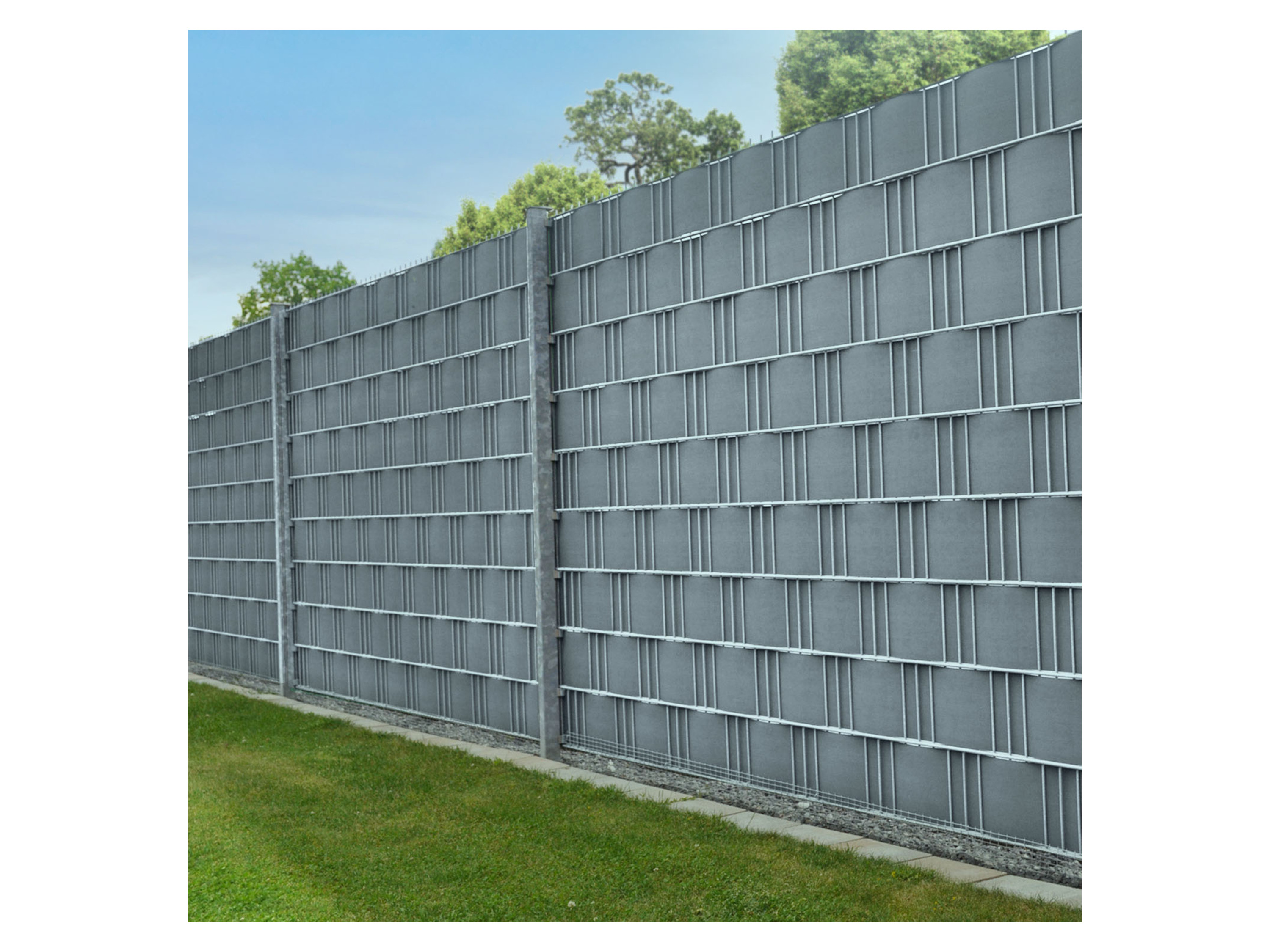 Juskys Sichtschutzstreifen PVC Sichtschutzstreifen, Doppelstabmatten Zaun, 35m x 19 cm, inkl. Clips – Bild 2 von 4