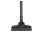 Ein schwarzer Staubsaugerkopf mit Bürsten.