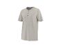 Hellbeiges kurzärmeliges Henley-Shirt mit braunen Knöpfen