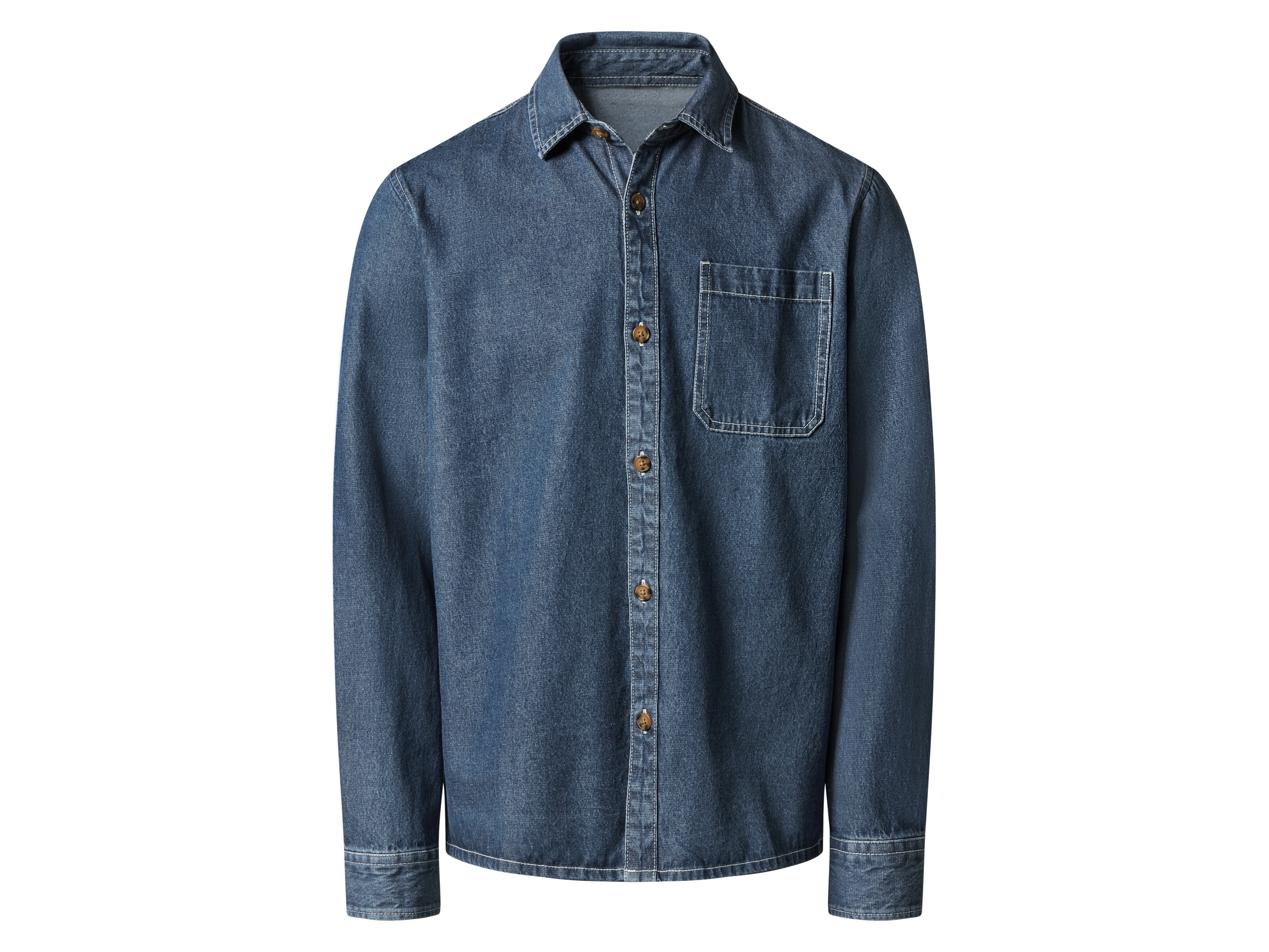 ESMARA MEN Herren Jeanshemd, mit verlängerter Rückseite (Blau, XL(43/44))
