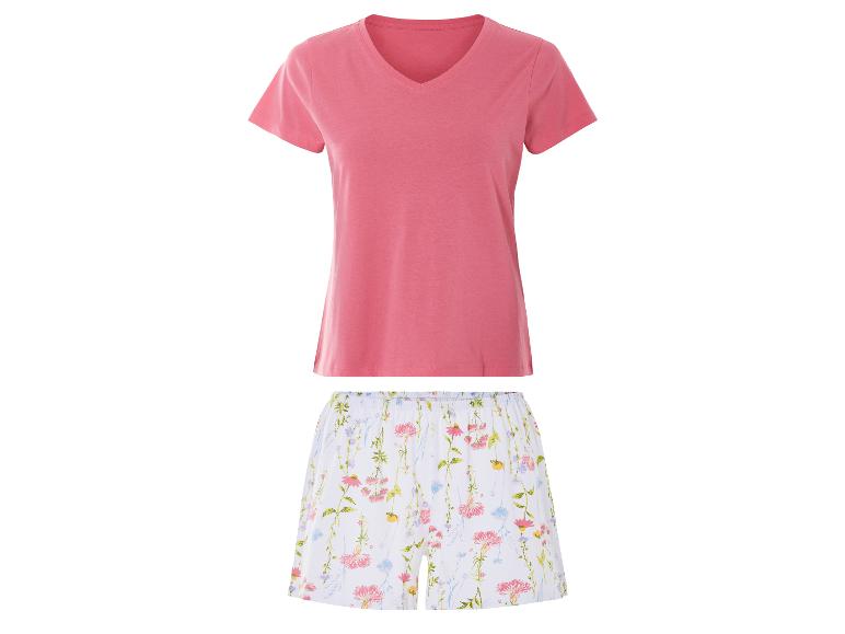 Rosa T-Shirt und Blumen-Shorts Pyjama.