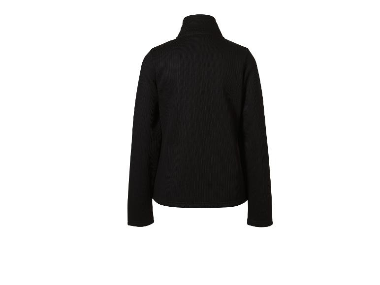 Schwarze Fleecejacke mit Stehkragen, Rückansicht.