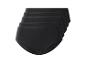 Viererpack schwarze Baumwollslips gestapelt.