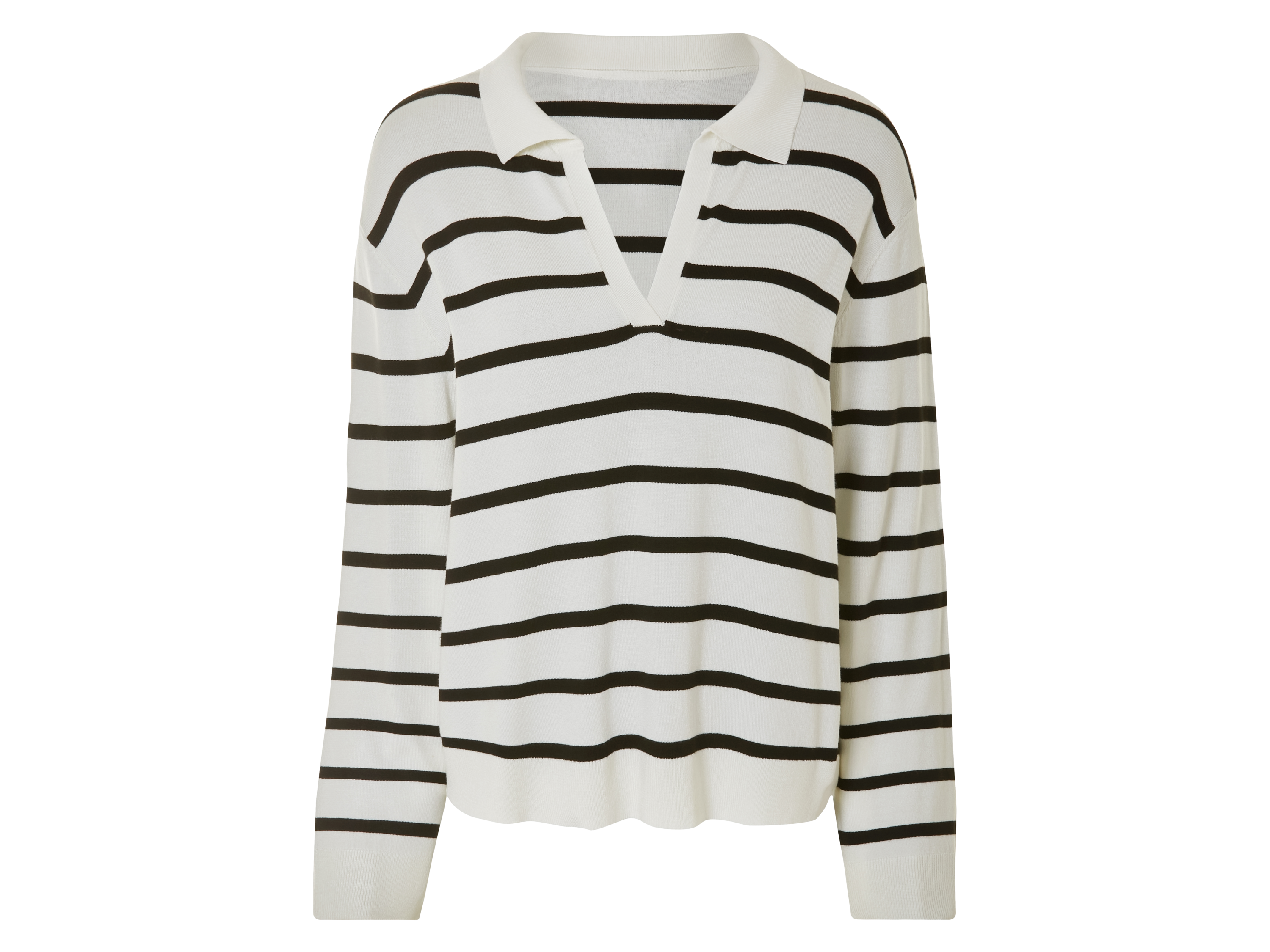 ESMARA® Damen Feinstrick Pullover (Weiß/schwarz, S(36/38))