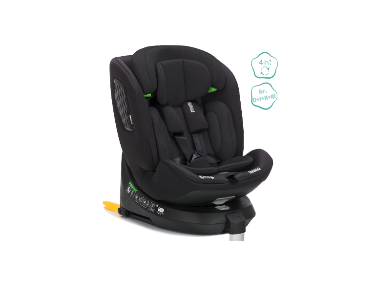 Schwarzer 4-in-1-Autositz für die Gruppen 0, 1, 2 und 3