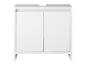 Weißer Badezimmerschrank mit zwei Türen.